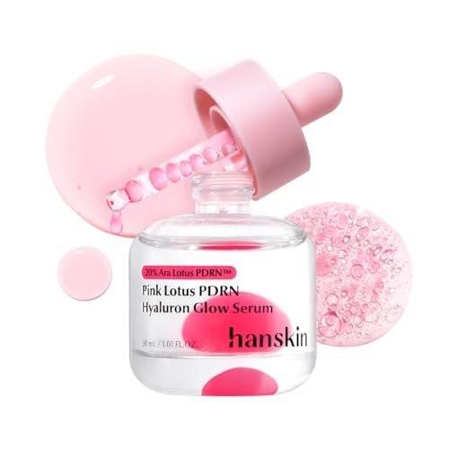 Hanskin PDRN Pink Peptide Hyaluron Glow Serum – 200.000 ppm Pink Lotus Vegan PDRN | Intensiv feuchtigkeitsspendende Glow Ball Essence für Glas-Haut, Straffung & Festigung | Koreanische Hautpflege 30 ml