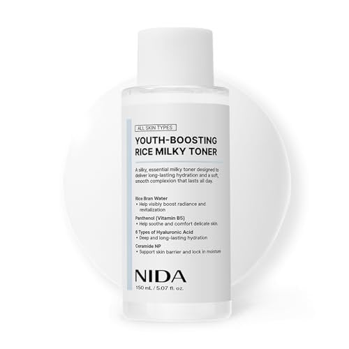 NIDA Youth-boosting Rice Milky Toner – Feuchtigkeitsspendender & Erfrischender Toner für Glass Skin mit Reiskleieextrakt, Niacinamid, Ceramid NP & Panthenol | Koreanische Hautpflege | 150 ml