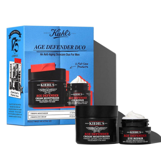 Kiehl's Age Defender Herrenpflege-Routine Geschenkset – Anti-Aging Kit mit Gesichtscreme und Augencreme, reduziert Falten und dunkle Augenringe, strafft die Haut (89 € Wert)