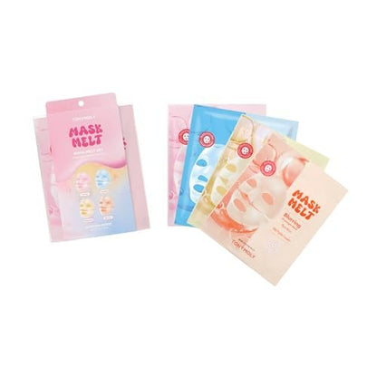 TONYMOLY Mask Melt Assorted Hydrogel Overnight Mask 4er-Pack – Schmelzende Gesichtsmasken mit Kollagen, Vitamin C + Reis, Vegan PDRN & Peptide für Feuchtigkeit, Straffung, Aufhellung & Glättung