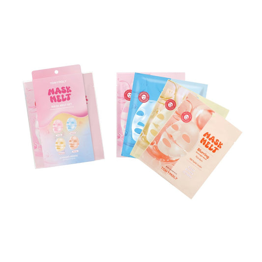 TONYMOLY Mask Melt Assorted Hydrogel Overnight Mask 4er-Pack – Schmelzende Gesichtsmasken mit Kollagen, Vitamin C + Reis, Vegan PDRN & Peptide für Feuchtigkeit, Straffung, Aufhellung & Glättung