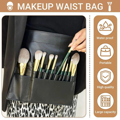 Avalessia Professionelles Kosmetik-Make-up-Künstler-Set, 3-teilig mit Make-up-Pinseltasche mit verstellbarem Gürtel, Foundation-Tablett & Spatel, für Make-up-Pinsel-Organizer & Künstler