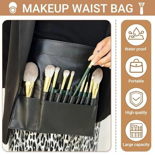 Avalessia Professionelles Kosmetik-Make-up-Künstler-Set, 3-teilig mit Make-up-Pinseltasche mit verstellbarem Gürtel, Foundation-Tablett & Spatel, für Make-up-Pinsel-Organizer & Künstler