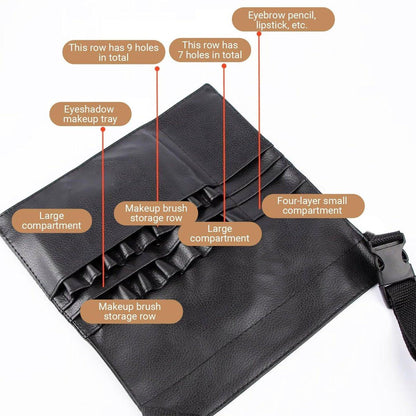 Avalessia Professionelles Kosmetik-Make-up-Künstler-Set, 3-teilig mit Make-up-Pinseltasche mit verstellbarem Gürtel, Foundation-Tablett & Spatel, für Make-up-Pinsel-Organizer & Künstler