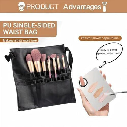 Avalessia Professionelles Kosmetik-Make-up-Künstler-Set, 3-teilig mit Make-up-Pinseltasche mit verstellbarem Gürtel, Foundation-Tablett & Spatel, für Make-up-Pinsel-Organizer & Künstler
