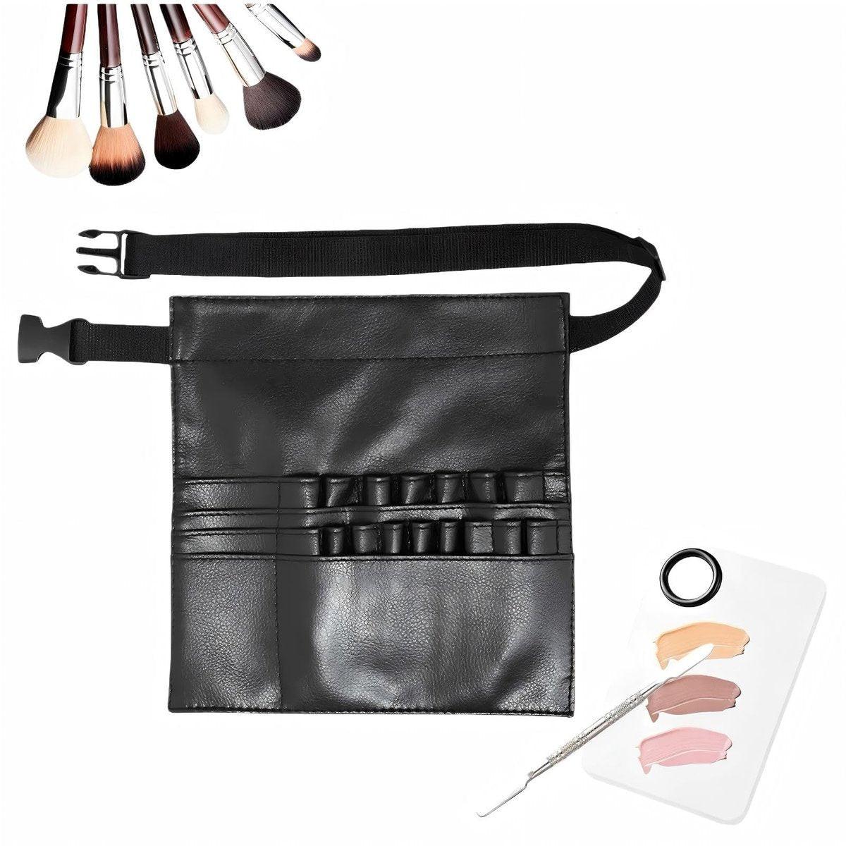 Avalessia Professionelles Kosmetik-Make-up-Künstler-Set, 3-teilig mit Make-up-Pinseltasche mit verstellbarem Gürtel, Foundation-Tablett & Spatel, für Make-up-Pinsel-Organizer & Künstler