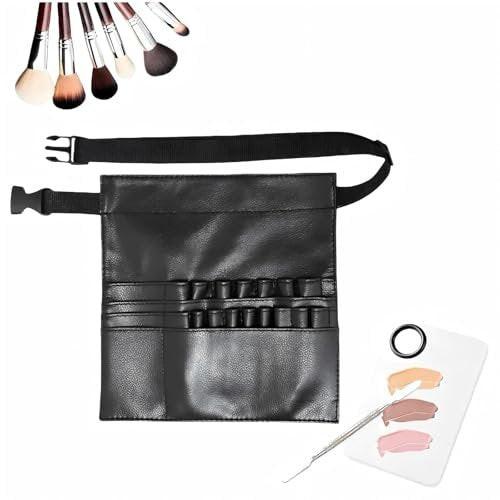Avalessia Professionelles Kosmetik-Make-up-Künstler-Set, 3-teilig mit Make-up-Pinseltasche mit verstellbarem Gürtel, Foundation-Tablett & Spatel, für Make-up-Pinsel-Organizer & Künstler
