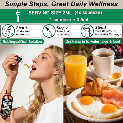 Soursop Bitters Liquid 10-in-1 Kräutertropfen mit Seemoos, Ashwagandha, Schwarzkümmelöl, Moringa & Oregano – Immununterstützung, Darmgesundheit, Zellregeneration & Antioxidantien – Non-GMO, 60 ml