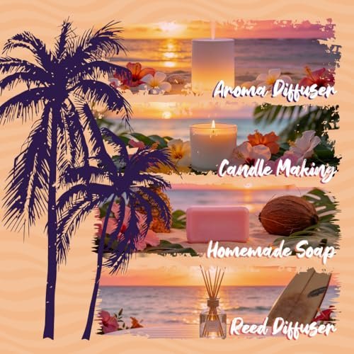 ARVIDSSON Hawaii Fragrance Oil Set – Tropische Duftöle für Diffuser – Sunset Breeze, Coconut Coast, Gild Pineapple, Tropical Citrus, Iced Watermelon, Tangerine Mojito (6 x 60 ml)