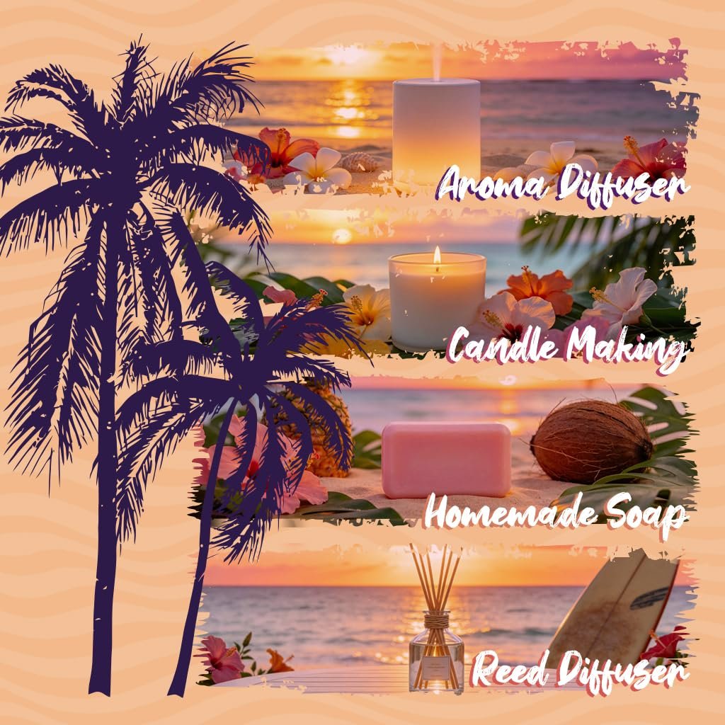 ARVIDSSON Hawaii Fragrance Oil Set – Tropische Duftöle für Diffuser – Sunset Breeze, Coconut Coast, Gild Pineapple, Tropical Citrus, Iced Watermelon, Tangerine Mojito (6 x 60 ml)