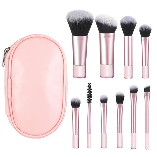 10-teiliges Reise-Make-up-Pinselset mit Tasche – Mini-Reisegröße, tragbare Kosmetikpinsel für unterwegs, perfekt für Frauen und Mädchen