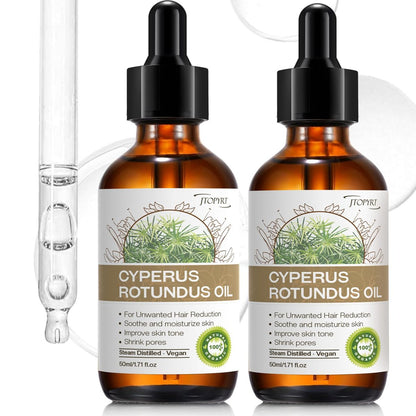 Cyperus Rotundus Öl zur Haarentfernung: Reduziert die Haardichte in 8 Wochen, beugt eingewachsenen Haaren vor, feineres & weniger dichtes Haar für Gesicht & Körper, feuchtigkeitsspendend & beruhigend für alle Hauttypen, 2er-Pack