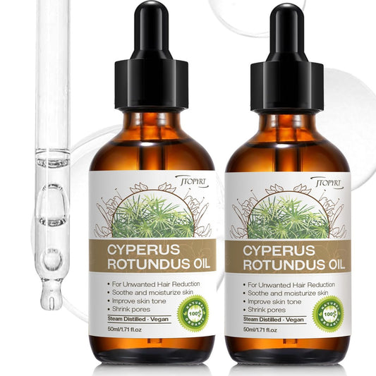 Cyperus Rotundus Öl zur Haarentfernung: Reduziert die Haardichte in 8 Wochen, beugt eingewachsenen Haaren vor, feineres & weniger dichtes Haar für Gesicht & Körper, feuchtigkeitsspendend & beruhigend für alle Hauttypen, 2er-Pack