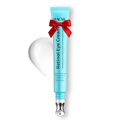 SEACLL Retinol Augencreme mit Vitamin C & Koffein, Kühlende Metallspitze gegen Schwellungen, Reduziert feine Linien & Augenringe, Duftfrei Parabenfrei Farbstofffrei, 15ml