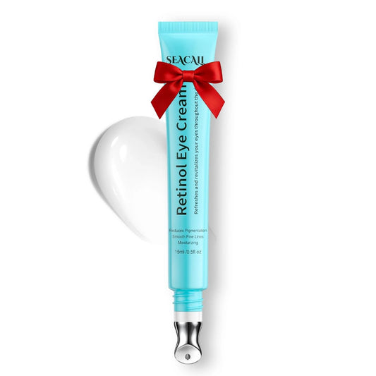 SEACLL Retinol Augencreme mit Vitamin C & Koffein, Kühlende Metallspitze gegen Schwellungen, Reduziert feine Linien & Augenringe, Duftfrei Parabenfrei Farbstofffrei, 15ml