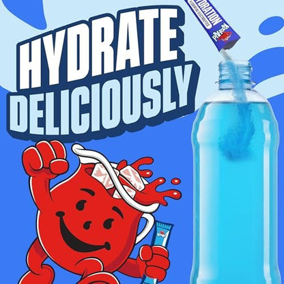 Kool-Aid Hydration Electrolyte Pulvergetränk, 6 Portionsbeutel für unterwegs, erfrischende Hydration, Blaubeer-Zitronen-Geschmack, Null Zucker, ohne künstliche Farbstoffe, 1,32 oz Box