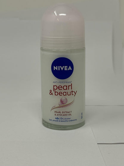 NIVEA Anti-Transpirant Deodorant Roll-On Pearl & Beauty 50ml – 48h Schutz, sanfte Formel mit Perlenextrakt, alkoholfrei, 2er-Pack