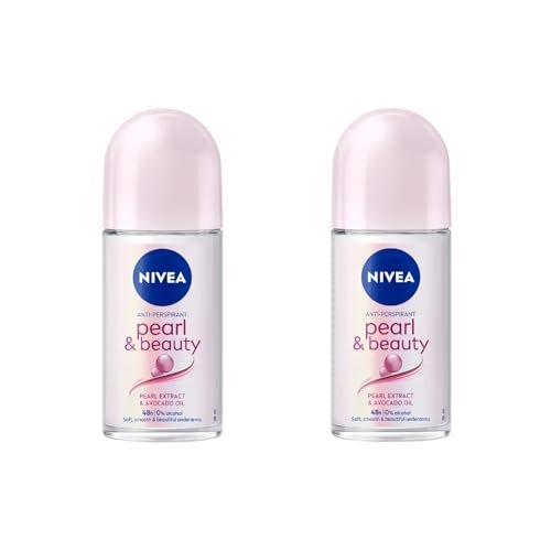 NIVEA Anti-Transpirant Deodorant Roll-On Pearl & Beauty 50ml – 48h Schutz, sanfte Formel mit Perlenextrakt, alkoholfrei, 2er-Pack