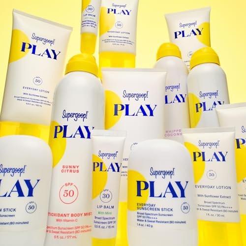 Supergoop! PLAY Antioxidant Body Mist mit Vitamin C – 6 fl oz – SPF 50 PA++++ Breitband-Sonnenschutz – Körperspray – Ideal für aktive Tage – Vanille-Orchidee