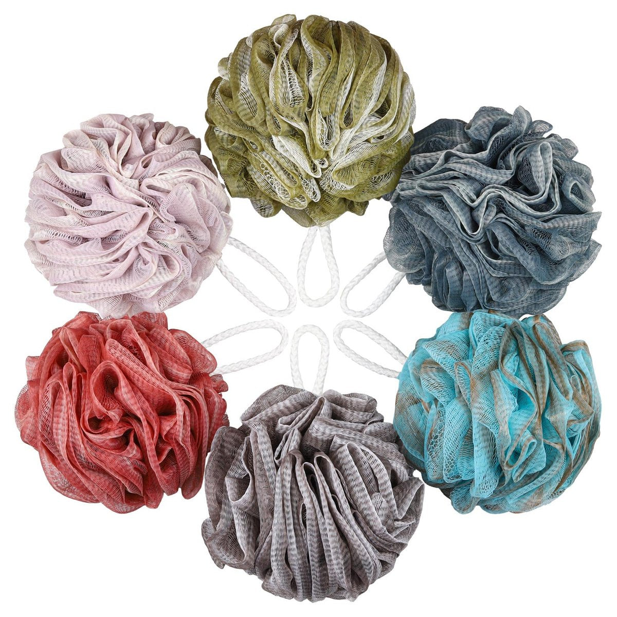 Loofah Schwamm 75g/Stück, Mesh Badeschwamm Peeling Körperpeeling Ball Pack mit 6 Stück, Groß