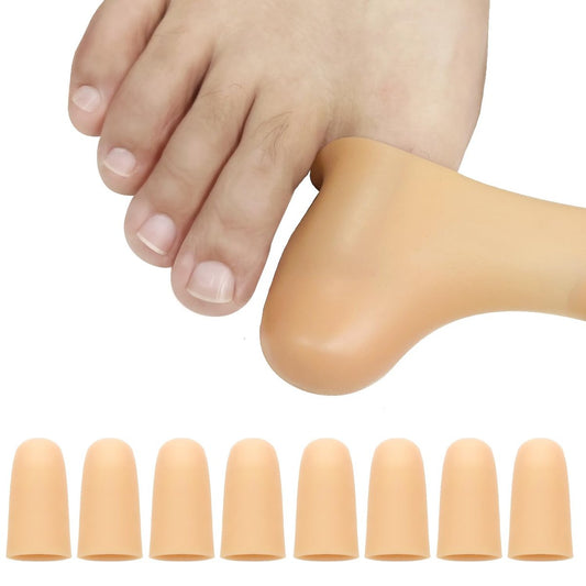 8er-Pack Silikon Zehenschützer für Große Zehen – Beige, große Größe – Linderung bei fehlenden oder eingewachsenen Nägeln, Hühneraugen, Blasen, Hammerzehen