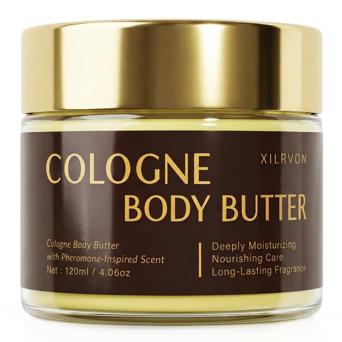 XILRVON Herren Cologne Body Butter – Sheabutter Feuchtigkeitscreme mit langanhaltendem maskulinem Duft – Frische Holzige Pflegecreme – Bergamotte, Amberwood & Moschus – 4,06 oz