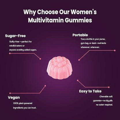 VCCVBB All-in-One Multivitamin Gummies für Frauen – Kompletter Vitamin- und Mineralstoffkomplex mit Kräutermischungen für Energie, allgemeine Gesundheit, Haare, Haut und Nägel, Erdbeergeschmack, 2er-Pack