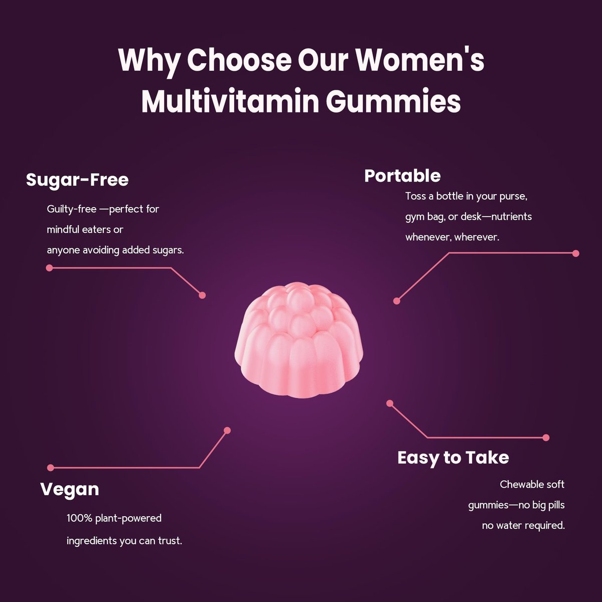 VCCVBB All-in-One Multivitamin Gummies für Frauen – Kompletter Vitamin- und Mineralstoffkomplex mit Kräutermischungen für Energie, allgemeine Gesundheit, Haare, Haut und Nägel, Erdbeergeschmack, 2er-Pack