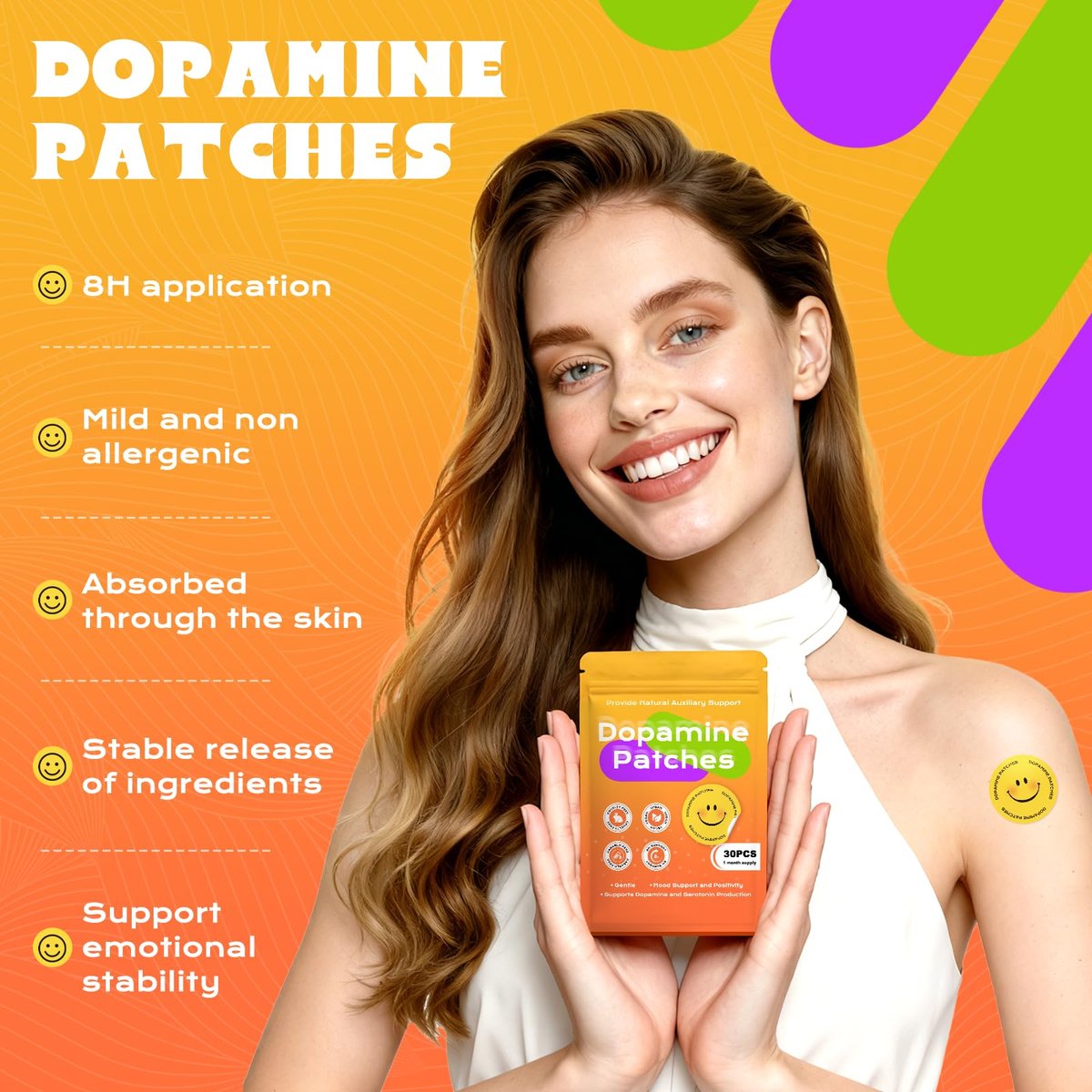 Dopamin-Pflaster Extra Stark – Stimmungsunterstützung für täglichen Motivations- und Positivitätsschub (30 Stück)