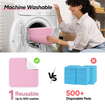 WhyWorry Waschbare Bettunterlagen für Inkontinenz, 34" x 36" (2er-Pack) – wiederverwendbare Saugkissen für Erwachsene & Kinder, wasserdichte Matratzenauflage, Pink