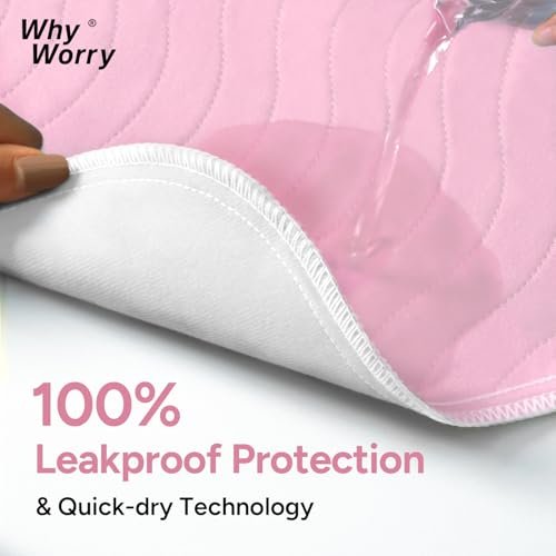 WhyWorry Waschbare Bettunterlagen für Inkontinenz, 34" x 36" (2er-Pack) – wiederverwendbare Saugkissen für Erwachsene & Kinder, wasserdichte Matratzenauflage, Pink