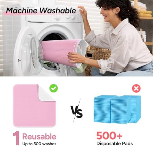 WhyWorry Waschbare Bettunterlagen für Inkontinenz, 34" x 36" (2er-Pack) – wiederverwendbare Saugkissen für Erwachsene & Kinder, wasserdichte Matratzenauflage, Pink