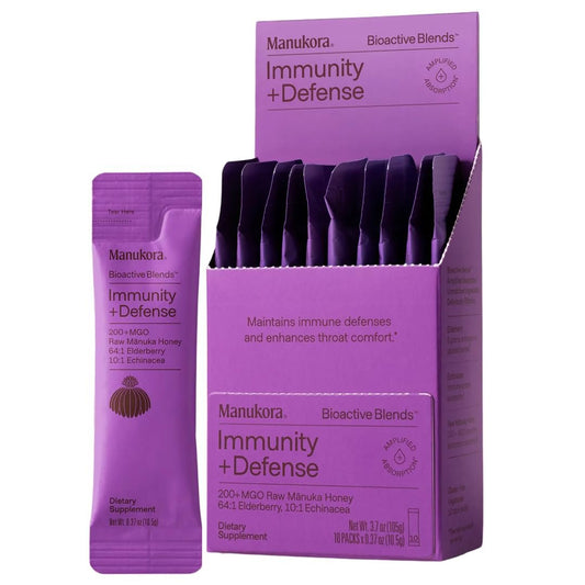 Manukora Immunity Blend – Immununterstützung für Erwachsene und Kinder mit Holunderbeere, Echinacea, Manuka-Honig, verbesserte Aufnahme, tägliche Immun- und Rachenunterstützung, 10 Packungen für unterwegs
