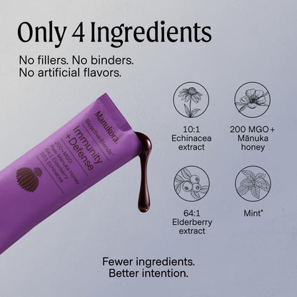 Manukora Immunity Blend – Immununterstützung für Erwachsene und Kinder mit Holunderbeere, Echinacea, Manuka-Honig, verbesserte Aufnahme, tägliche Immun- und Rachenunterstützung, 10 Packungen für unterwegs