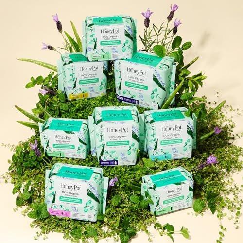 The Honey Pot Company - Kräuter-Binden für Frauen - Starker Fluss mit Flügeln - Mit ätherischen Ölen für Kühleffekt & Bio-Baumwollbezug - Damenhygiene - 14 Stück