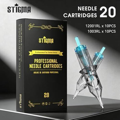 STIGMA Kabelloses Tattoo-Komplettset für Anfänger und Profis – Tattoo Rotary Pen Set mit 2 Akkus, 20 Patronennadeln, 11 Tattoofarben, Grün