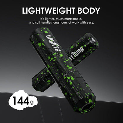 STIGMA Kabelloses Tattoo-Komplettset für Anfänger und Profis – Tattoo Rotary Pen Set mit 2 Akkus, 20 Patronennadeln, 11 Tattoofarben, Grün