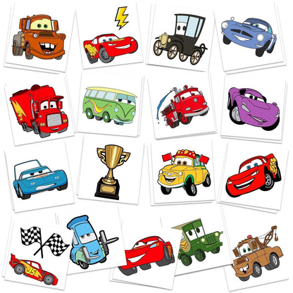 Cars Geburtstagsparty Zubehör, 34 temporäre Tattoos, Partygeschenke, abnehmbare Aufkleber für Goodie Bags - Multicolor