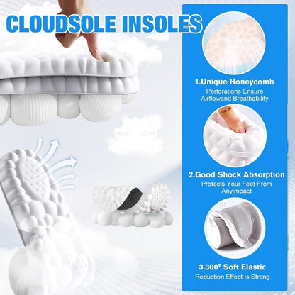 2 Paar 2026 Neue verbesserte 4D Cloud Einlegesohlen für Damen & Herren, Memory Foam Anti-Ermüdung, passen sich automatisch Fuß- und Schuhform an, Fußgewölbestütze gegen Fußschmerzen und Müdigkeit