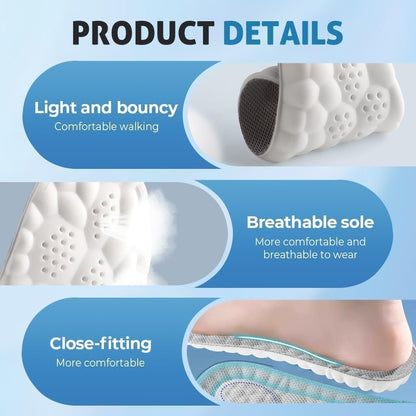 2 Paar 2026 Neue verbesserte 4D Cloud Einlegesohlen für Damen & Herren, Memory Foam Anti-Ermüdung, passen sich automatisch Fuß- und Schuhform an, Fußgewölbestütze gegen Fußschmerzen und Müdigkeit