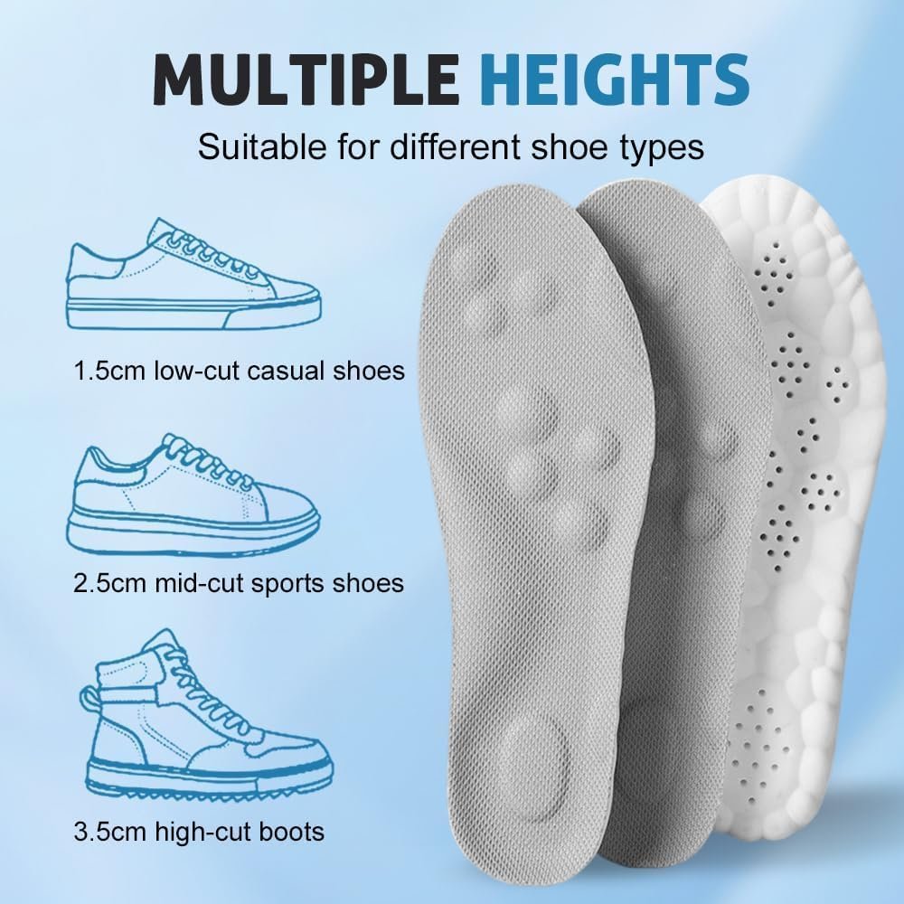 2 Paar 2026 Neue verbesserte 4D Cloud Einlegesohlen für Damen & Herren, Memory Foam Anti-Ermüdung, passen sich automatisch Fuß- und Schuhform an, Fußgewölbestütze gegen Fußschmerzen und Müdigkeit