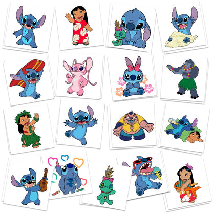 Stitch Party Supplies - 34 temporäre Tattoos, Partytattoos für Kinder und Erwachsene, Geschenke für Goodie Bags, Stitch Geburtstagsdekoration