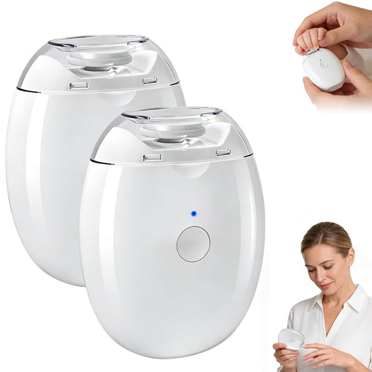 2er-Pack Universeller Automatischer Nagelschleifer, Tragbarer Elektrischer Nagelknipser, 360° Leiser Auto-Nagelschneider und Polierer mit LED-Licht und 3 Geschwindigkeiten für die ganze Familie