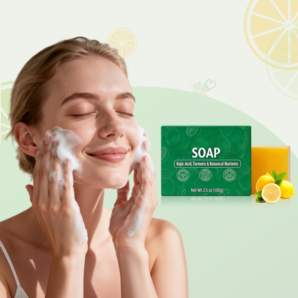 jioijioi 2er-Pack Stemsoul Seife – Superfood Stemsoul Seifen mit Kurkuma & Zitrone – Tiefenreinigendes Pflegeset