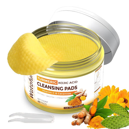 Turmeric Kojic Acid Reinigungspads für das Gesicht, 60 Stück – Peeling & Aufhellung