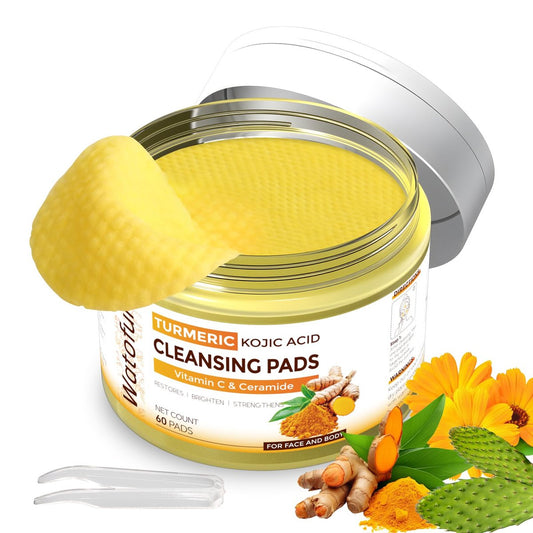 Turmeric Kojic Acid Reinigungspads für das Gesicht, 60 Stück – Peeling & Aufhellung