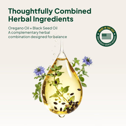 Florvay Oreganoöl mit Schwarzkümmelöl Weichkapseln, 5-in-1 Immununterstützung mit hochpotentem Oreganoblatt-Extrakt, 165 mg Carvacrol & Thymochinon, Non-GMO, 180 wilde Oreganoöl Kapseln
