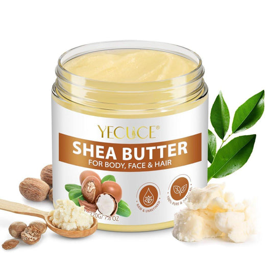 FOXIRON Bio Shea Butter Roh, Unraffiniert – 100% Reine & Natürliche Körperbutter für Trockene, Rissige Haut, Dehnungsstreifen & Anti-Aging, 220 g