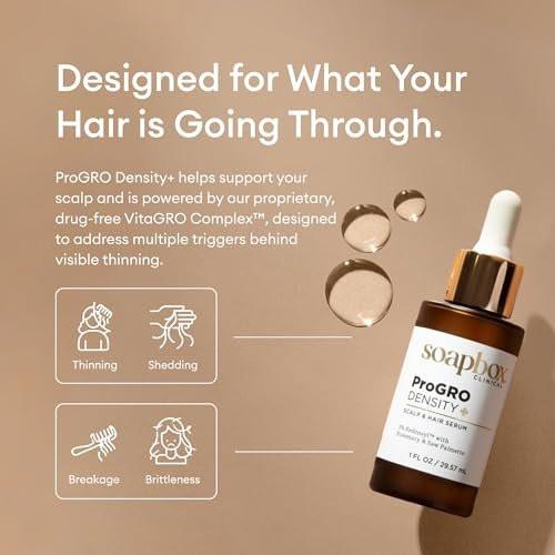 Soapbox ProGRO Density+ Haar- und Kopfhautserum | Mit 3 % Redensyl, Rosmarin, Koffein und Sägepalme | Klinisch getestet & dermatologisch geprüft | 1 Monatsvorrat, 30 ml