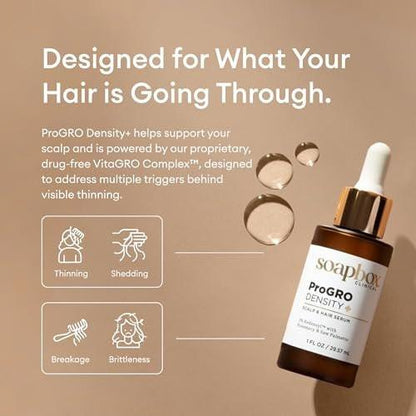 Soapbox ProGRO Density+ Haar- und Kopfhautserum | Mit 3 % Redensyl, Rosmarin, Koffein und Sägepalme | Klinisch getestet & dermatologisch geprüft | 1 Monatsvorrat, 30 ml